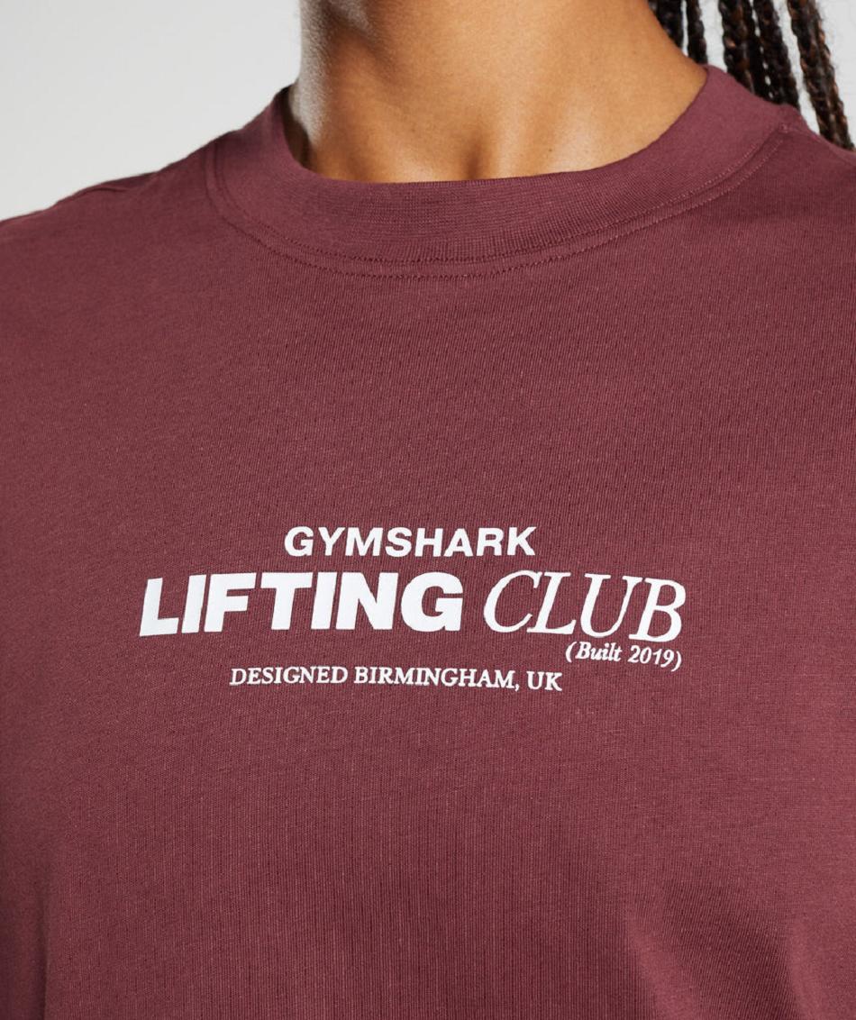 T Shirts Gymshark Social Club Oversized Mujer Rosas Marrones | CO 2239XYU